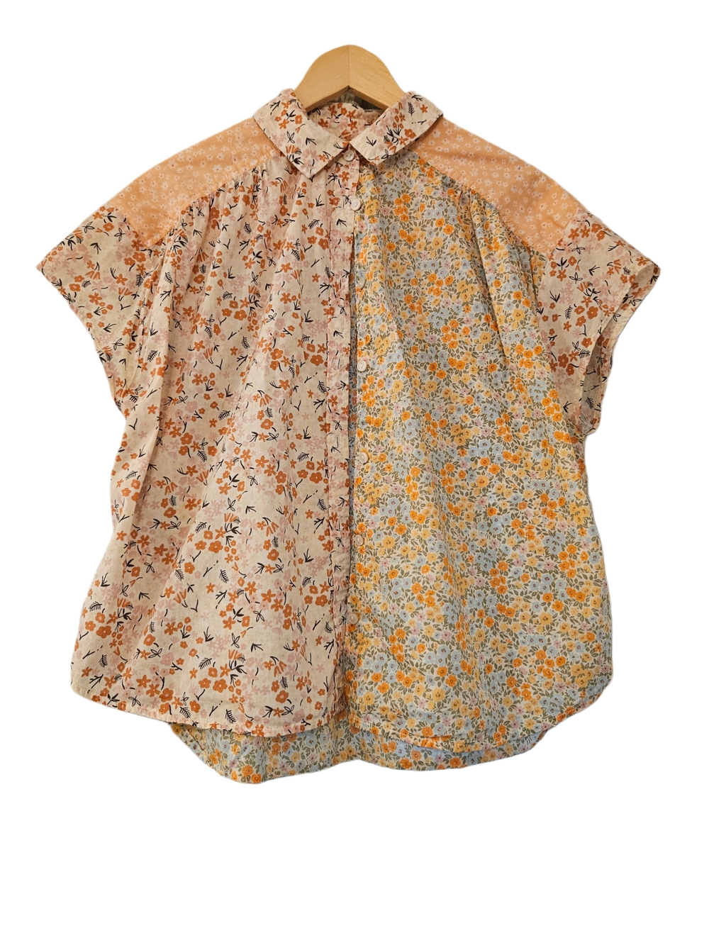 American Eagle Floral Patchwork Button Down Blouse Small